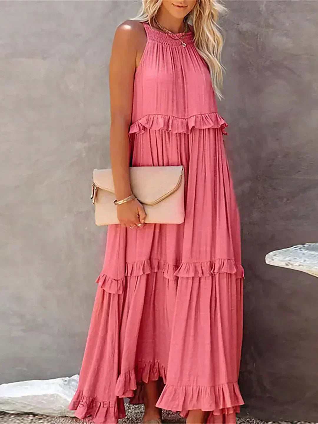Landry - Robe sans manches ornée de volants raffinés