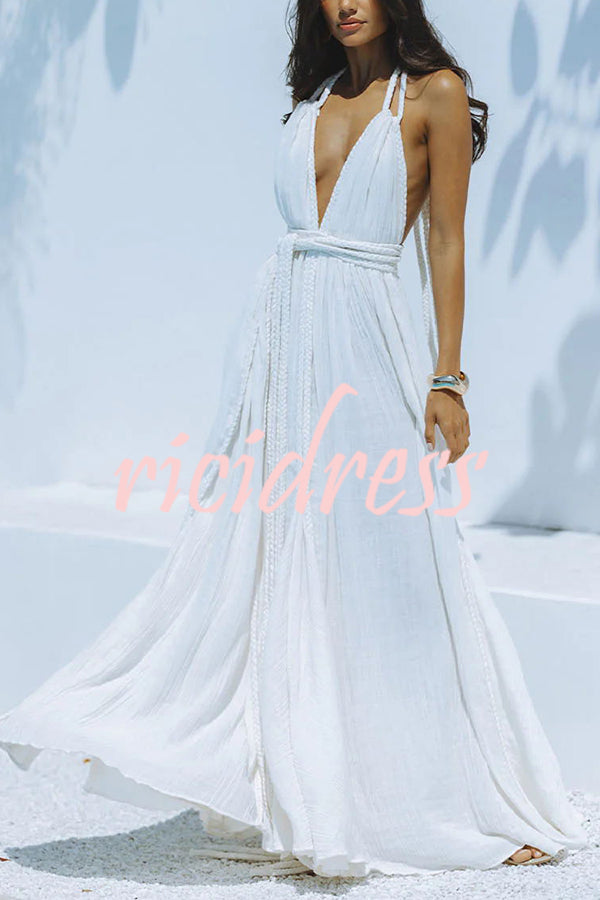 Faelina – Maxi Bandage Halter Dress with Open Back
