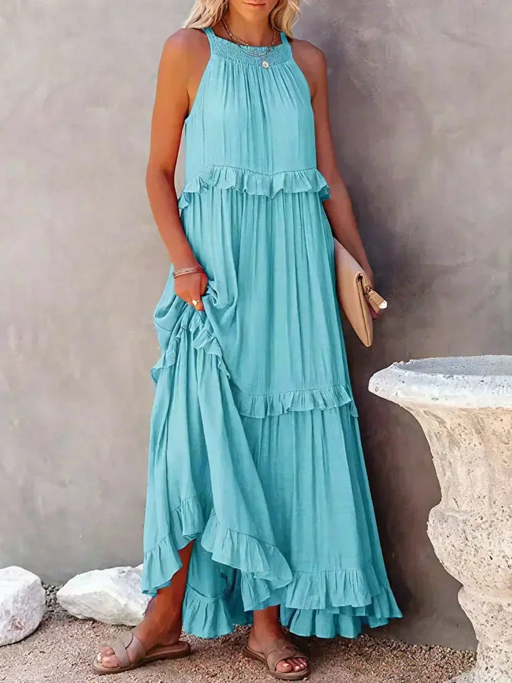 Landry - Robe sans manches ornée de volants raffinés