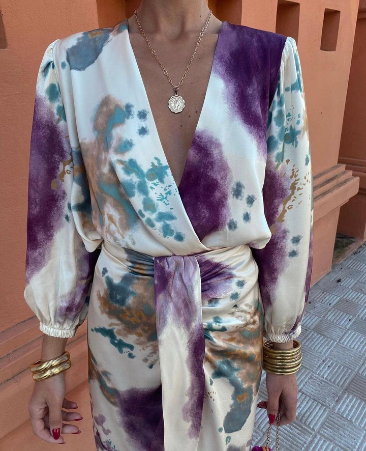 Davina - Robe Maxi Élégante à Manches Longues avec Décolleté en V