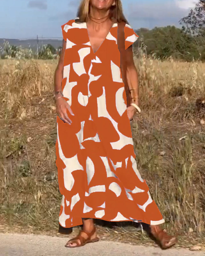 Elowen - Robe sans manches à motif géométrique asymétrique