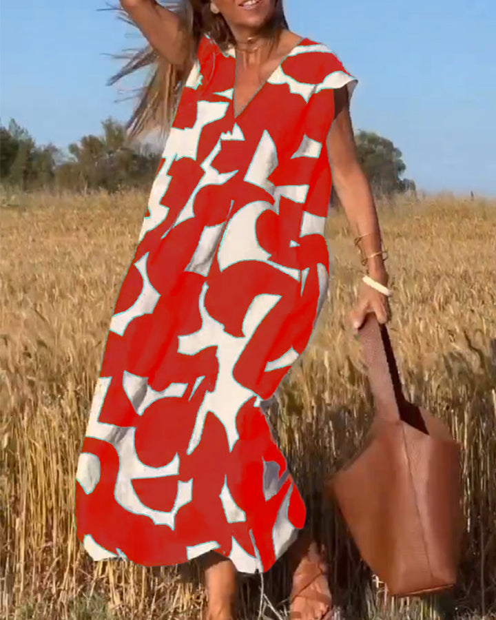 Elowen - Robe sans manches à motif géométrique asymétrique