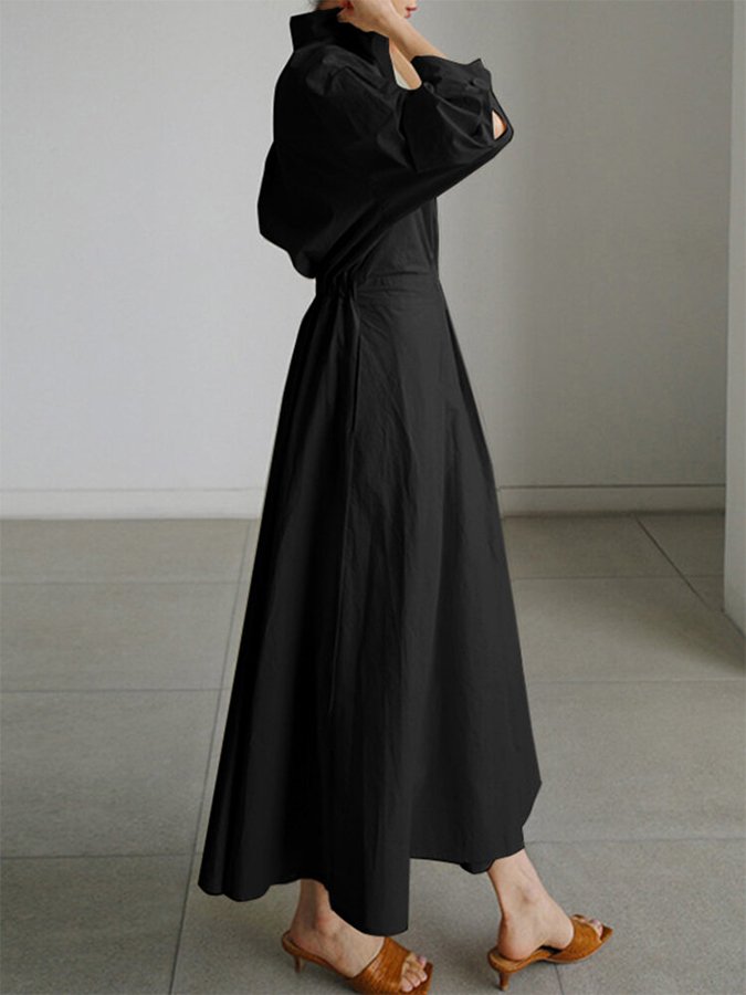 Brynn - Robe A-Line Évasée avec Col Polo Élégant