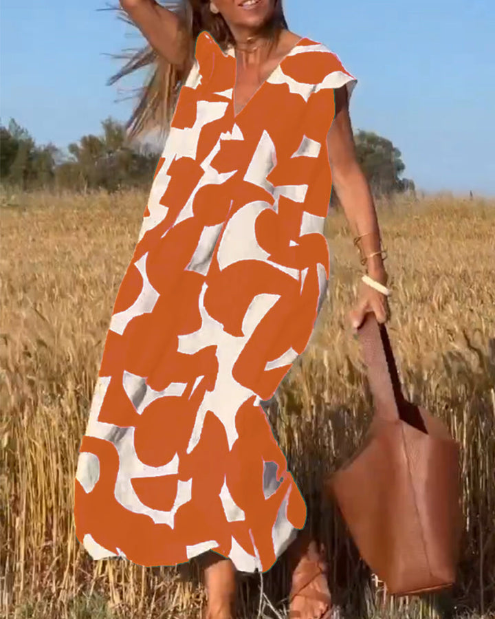 Elowen - Robe sans manches à motif géométrique asymétrique