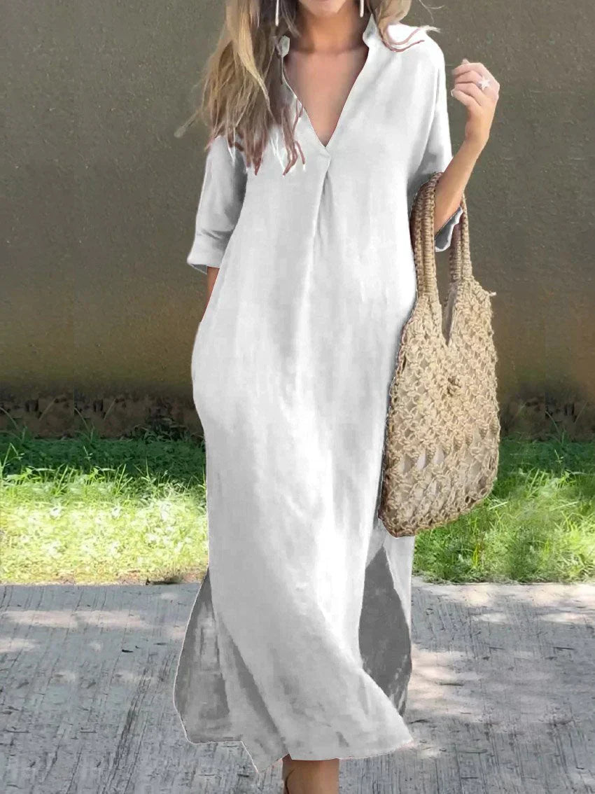 Robe Maxi d'Été Chic à Col V - Alexa