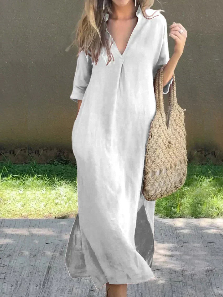 Robe Maxi d'Été Chic à Col V - Alexa