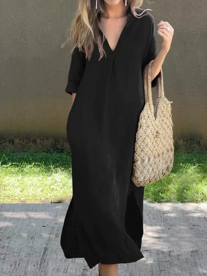 Robe Maxi d'Été Chic à Col V - Alexa