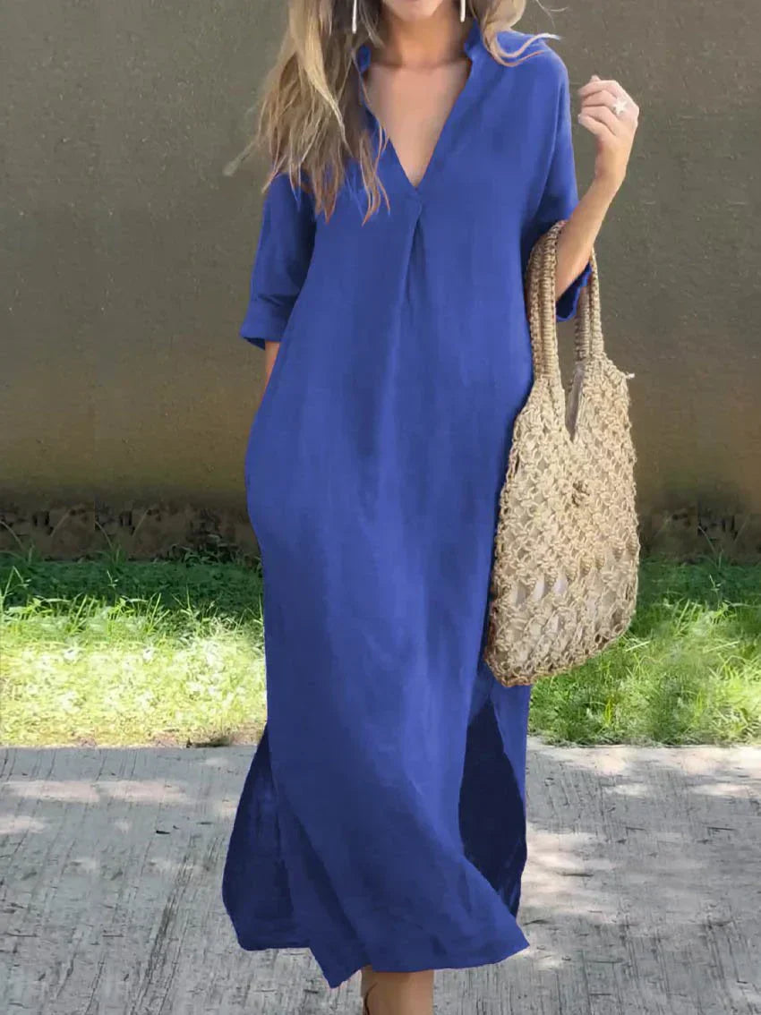 Robe Maxi d'Été Chic à Col V - Alexa