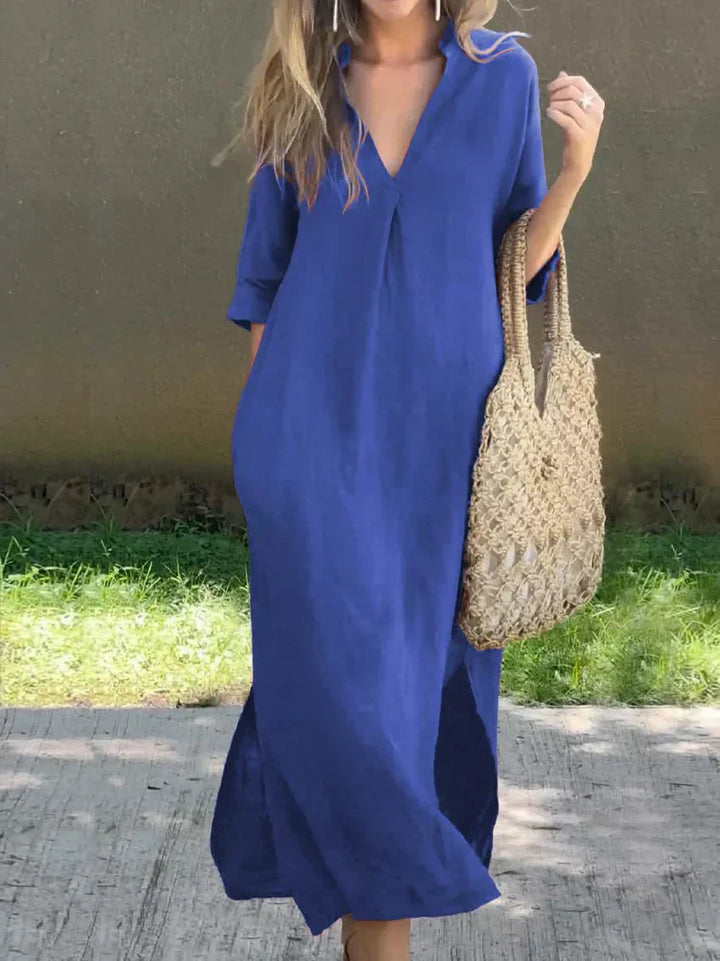 Robe Maxi d'Été Chic à Col V - Alexa