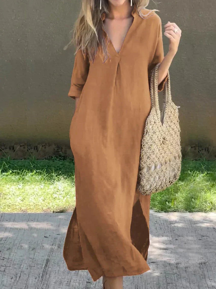 Robe Maxi d'Été Chic à Col V - Alexa
