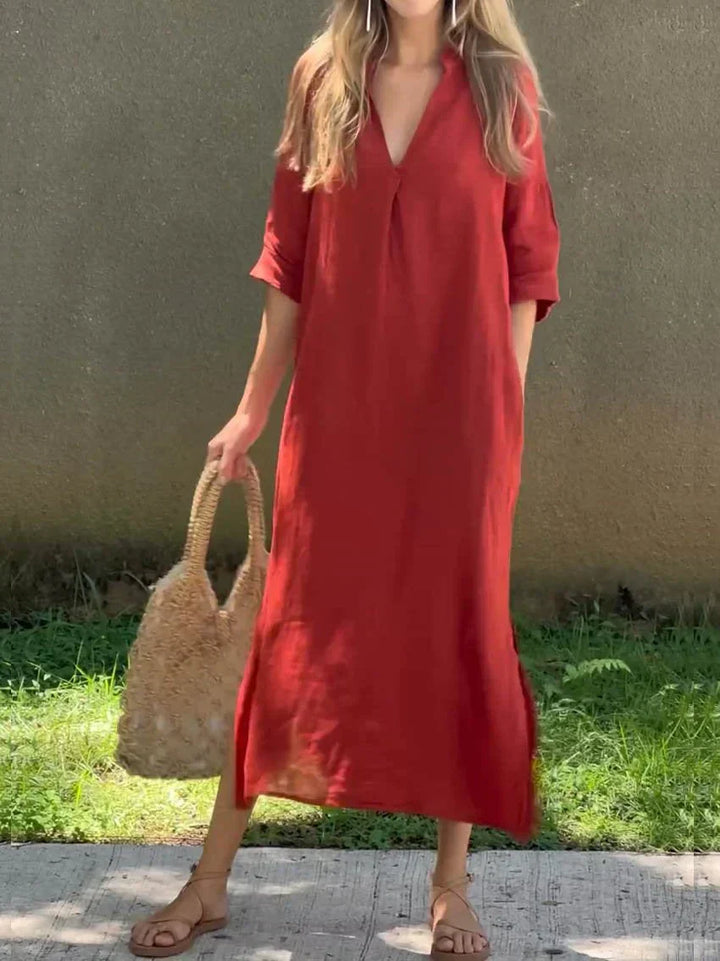 Robe Maxi d'Été Chic à Col V - Alexa