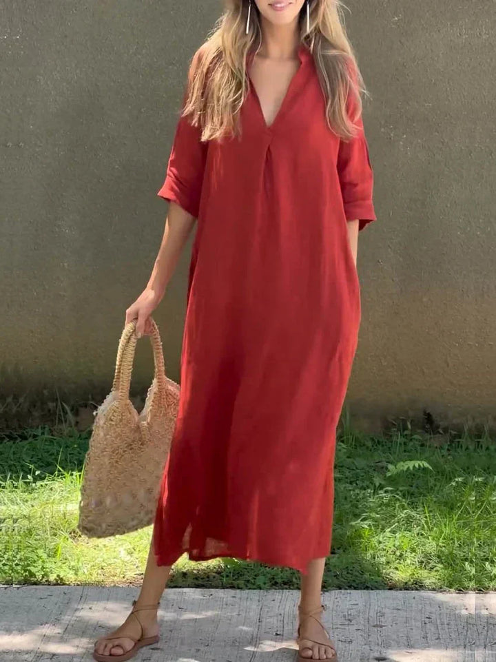 Robe Maxi d'Été Chic à Col V - Alexa