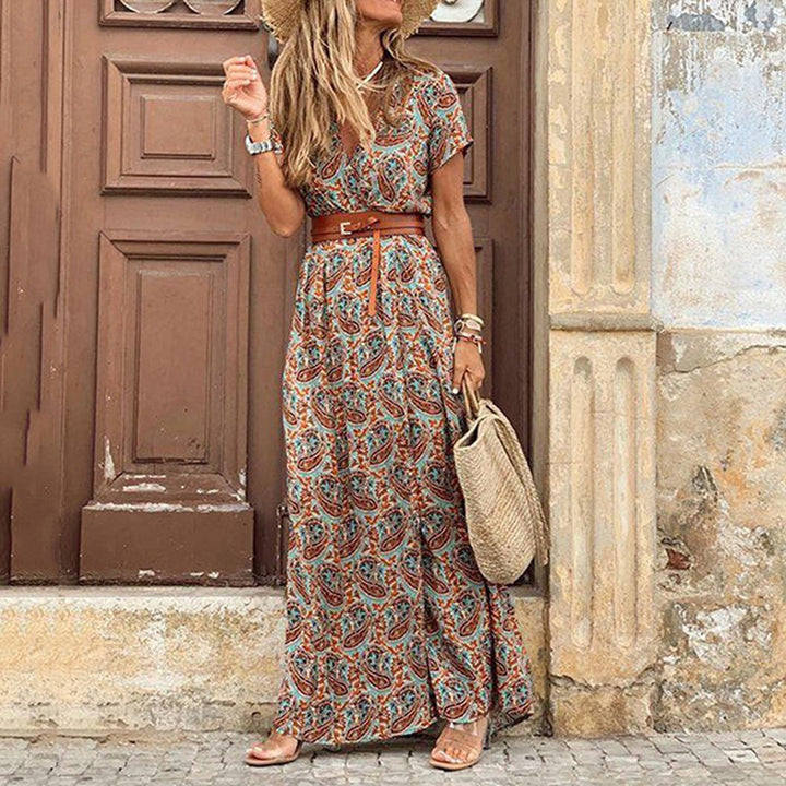 Jazzara - Robe Midi Vintage à Col V avec Ceinture" can be rewritten as:

"Jazzara - Robe Midi Vintage à Col en V avec Ceinture