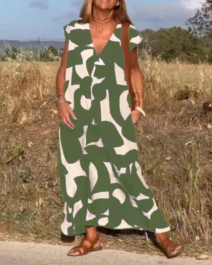 Elowen - Robe sans manches à motif géométrique asymétrique