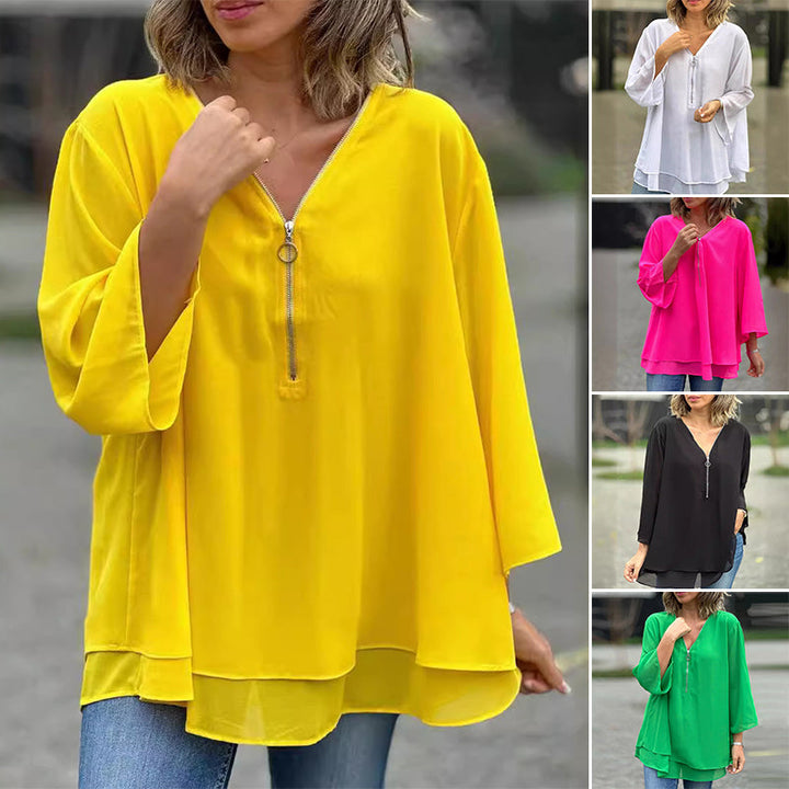 Heidi™ - Fluide V-Neck Zip Top