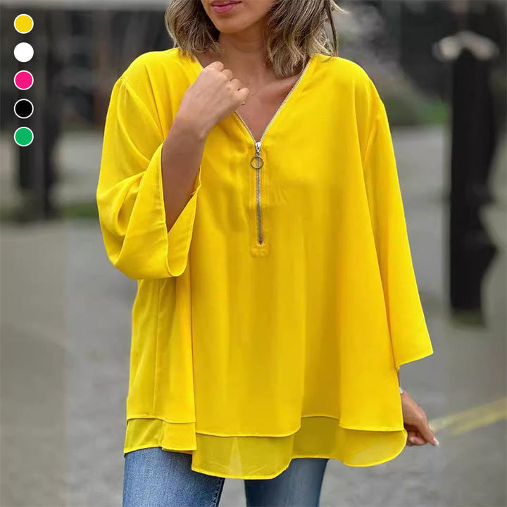 Heidi™ - Fluide V-Neck Zip Top