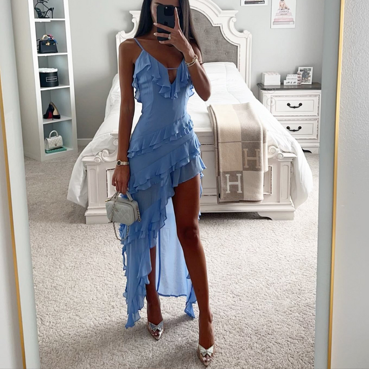 Zephyra - Luxe Maxi Robe à Franges Irregulières