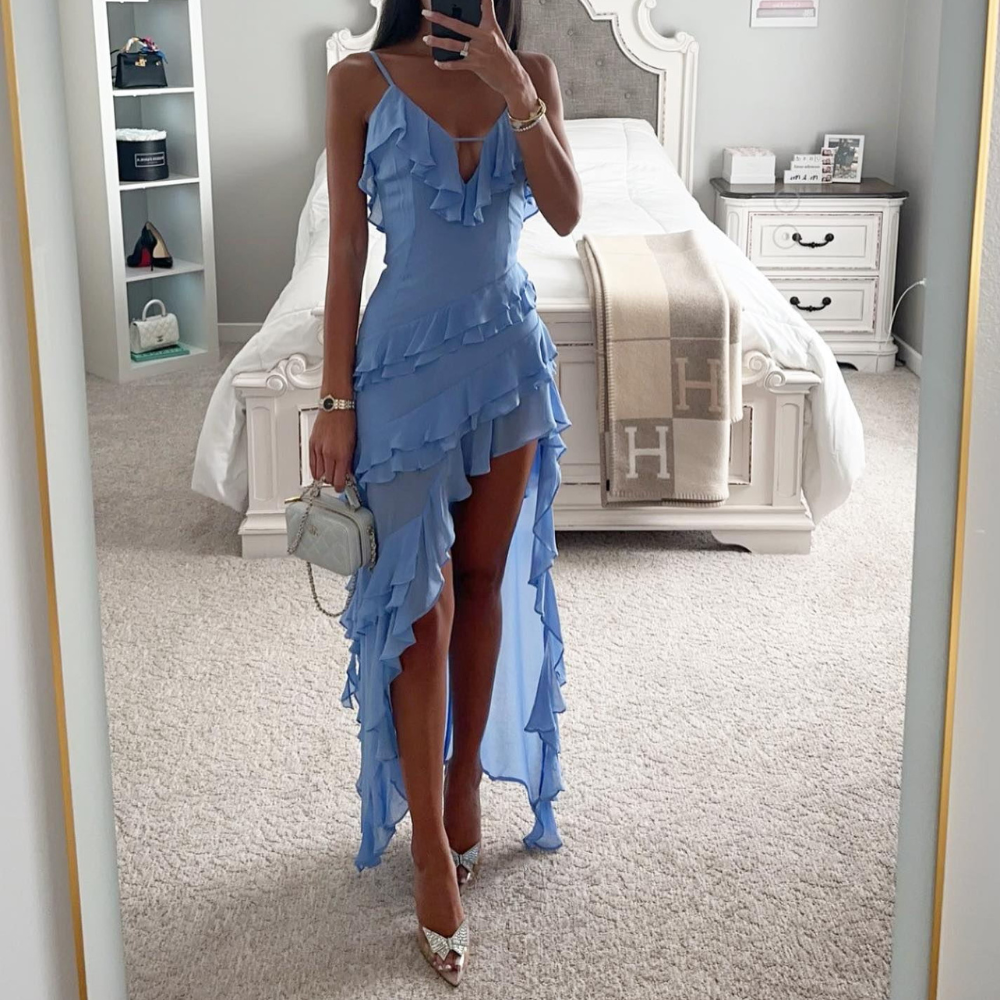 Zephyra - Luxe Maxi Robe à Franges Irregulières