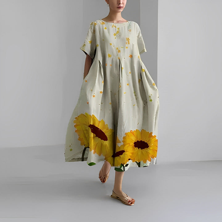 Daisy - Robe maxi fluide rétro avec volants généreux