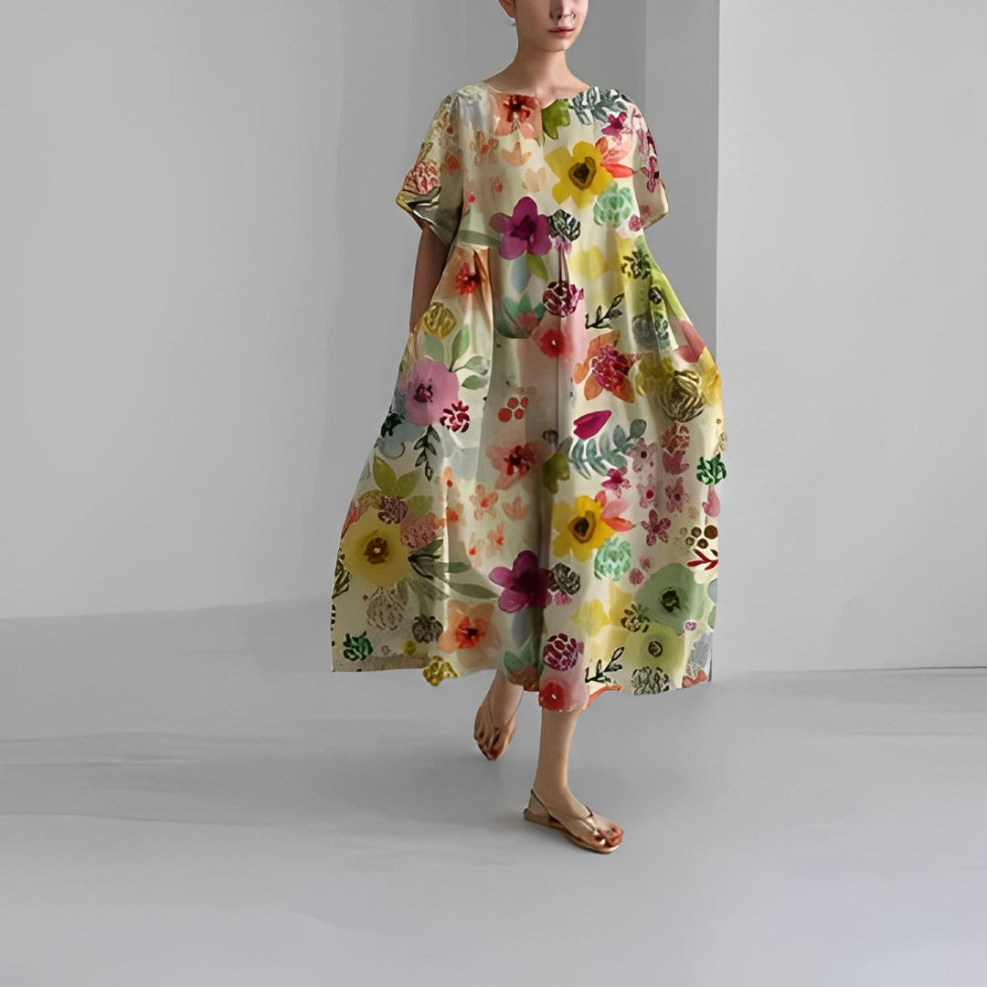 Daisy - Robe maxi fluide rétro avec volants généreux