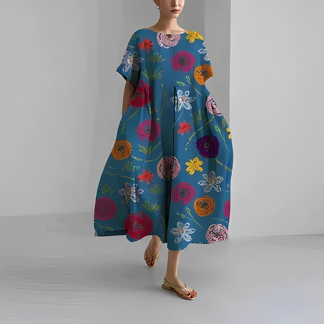Daisy - Robe maxi fluide rétro avec volants généreux