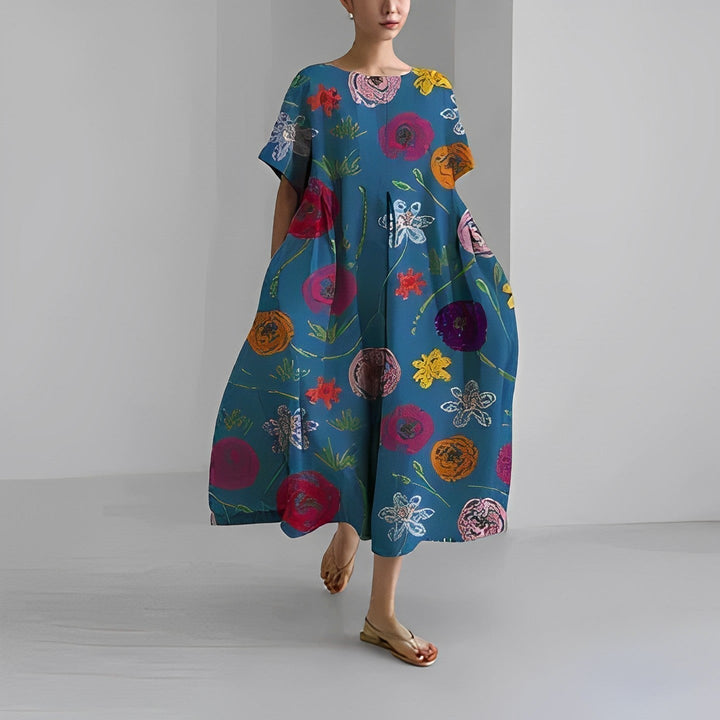 Daisy - Robe maxi fluide rétro avec volants généreux
