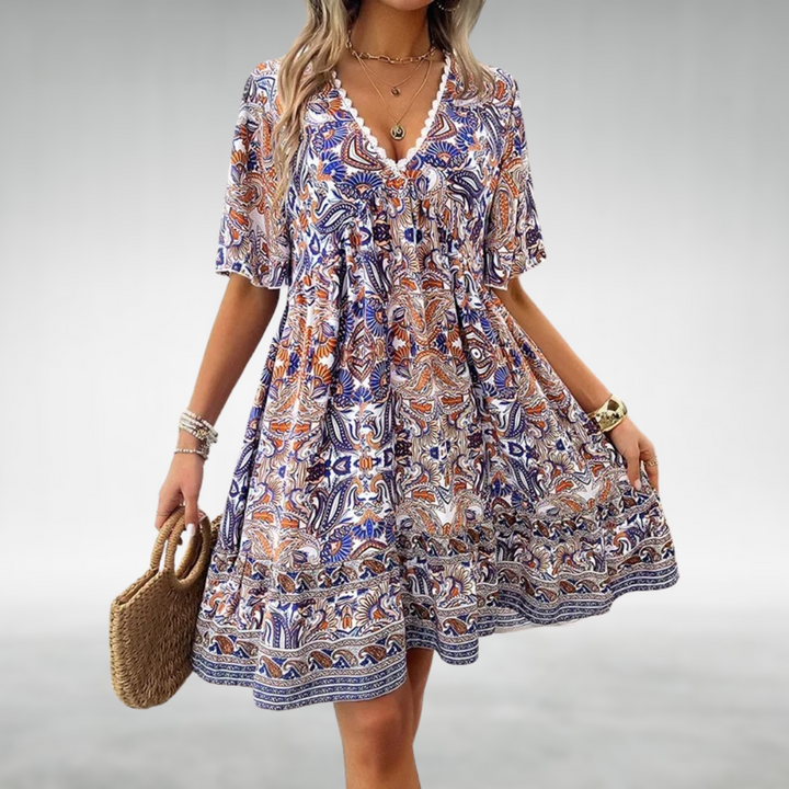 Saylor - Robe d'été bohème à imprimé paisley en décolleté en V