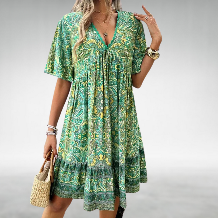 Saylor - Robe d'été bohème à imprimé paisley en décolleté en V