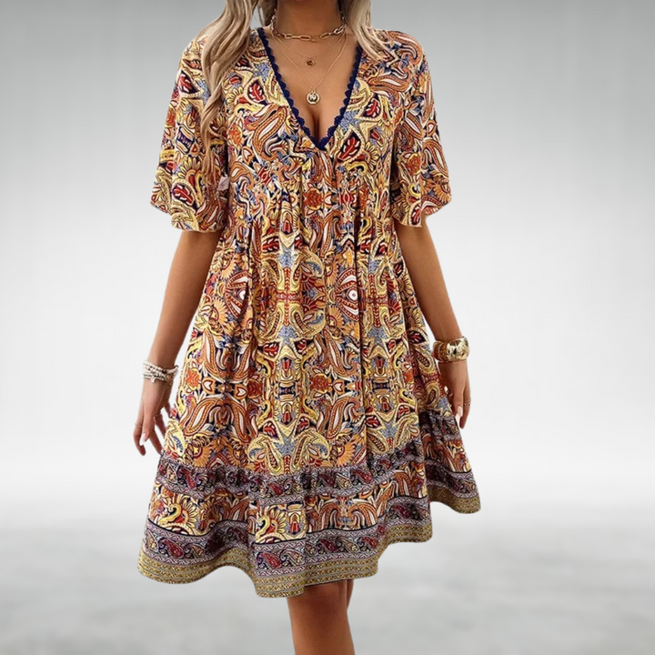 Saylor - Robe d'été bohème à imprimé paisley en décolleté en V
