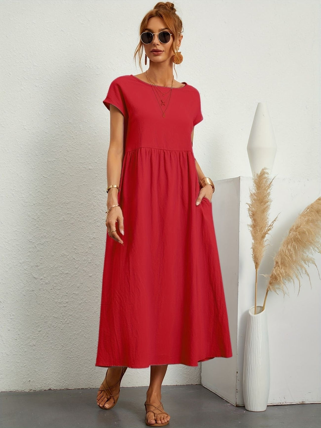 Kimber - Robe Midi Décontractée à Col Rond