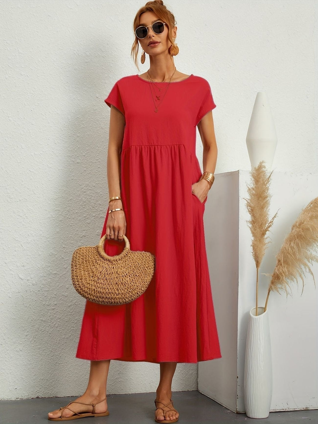 Kimber - Robe Midi Décontractée à Col Rond