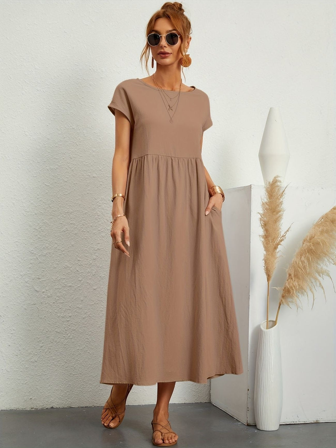 Kimber - Robe Midi Décontractée à Col Rond