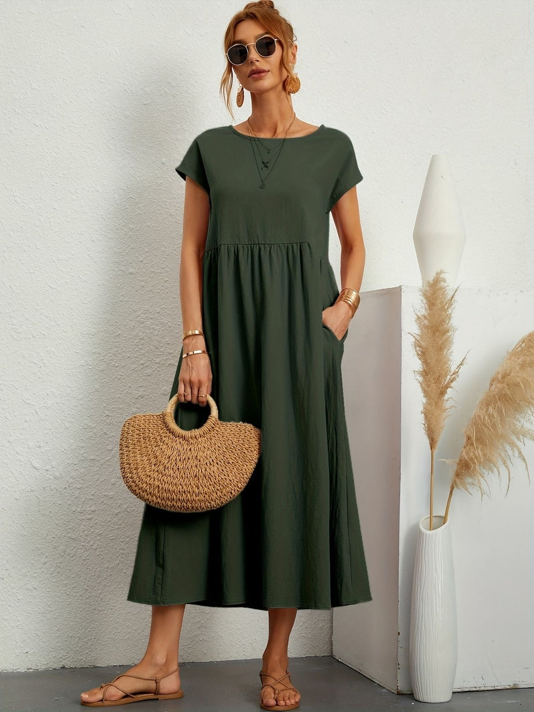 Kimber - Robe Midi Décontractée à Col Rond