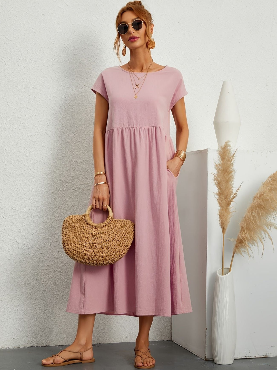 Kimber - Robe Midi Décontractée à Col Rond