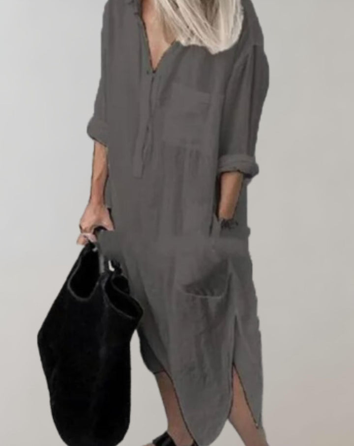 Aubrey - Chemise décontractée en robe avec poches