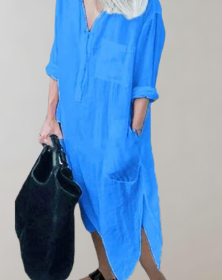 Aubrey - Chemise décontractée en robe avec poches