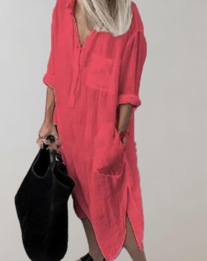 Aubrey - Chemise décontractée en robe avec poches