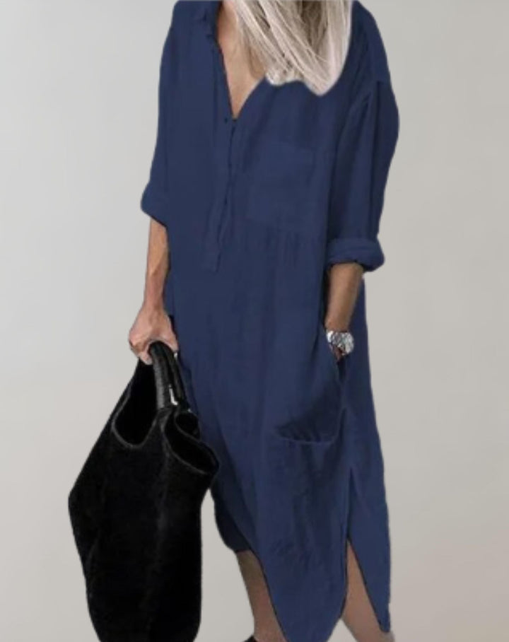 Aubrey - Chemise décontractée en robe avec poches