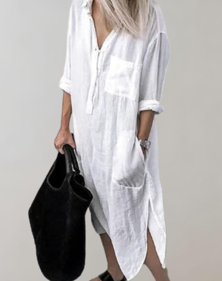Aubrey - Chemise décontractée en robe avec poches