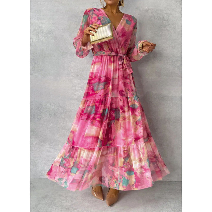 Trinity - Robe Maxi Boho Plissée avec Col en V