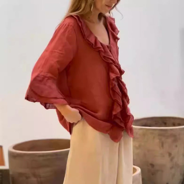Cherry™ - Élégante Blouse à Volants