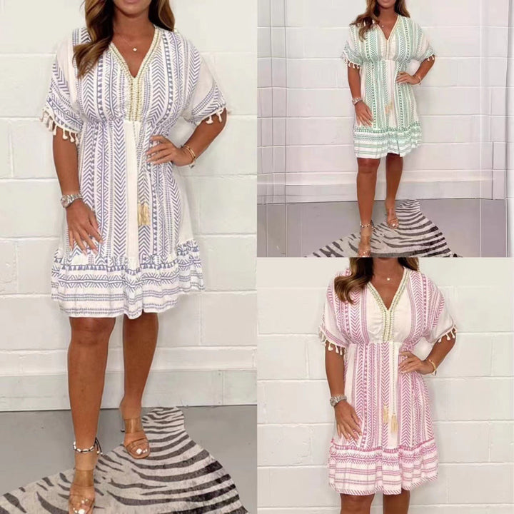 Aurélia – Robe Bohème Vintage à Imprimé Ethnique