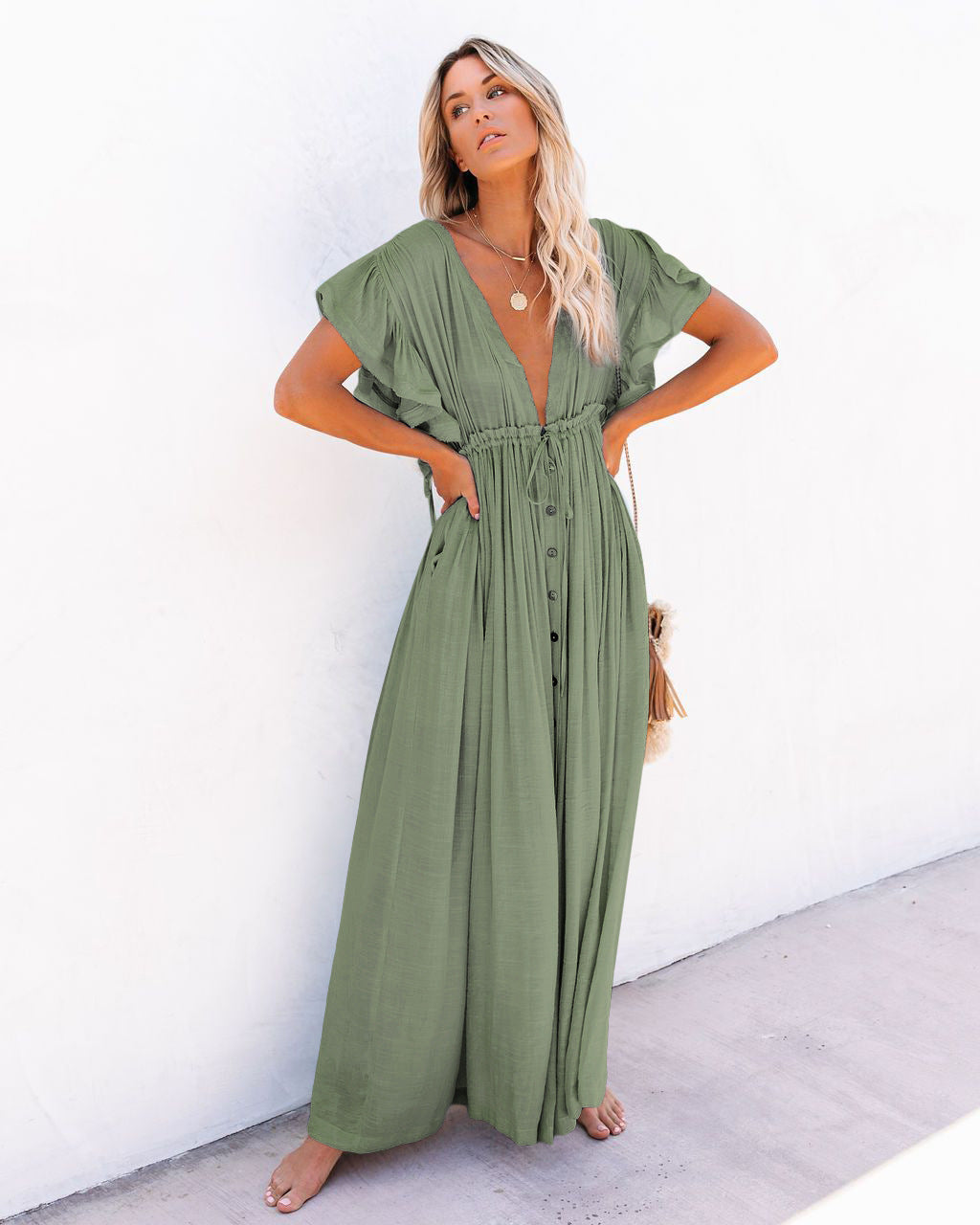 Audra - Kimono de Plage Boho avec Col en V