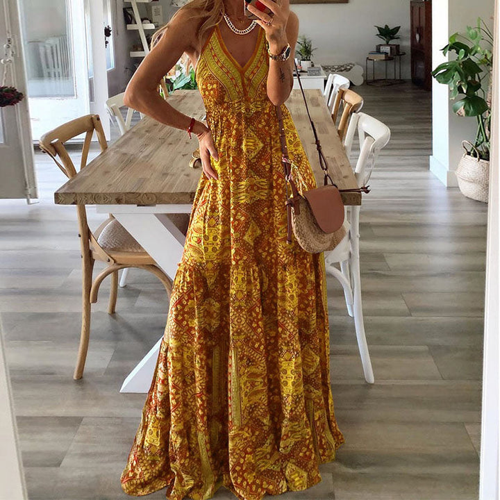 Wren - Robe Maxi Boho à Décolleté V et Bretelles Spaghetti