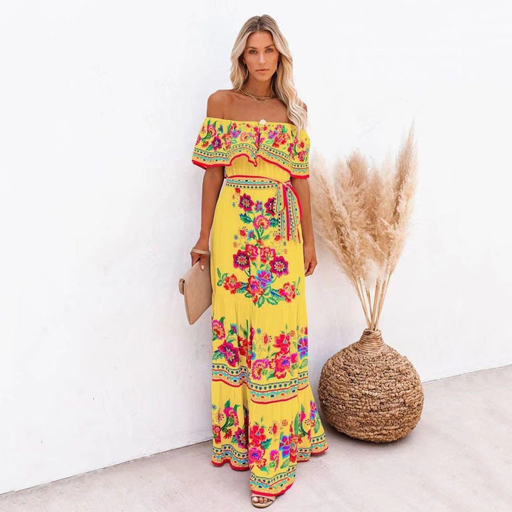 Oceana - Long Printed Dress with Laces