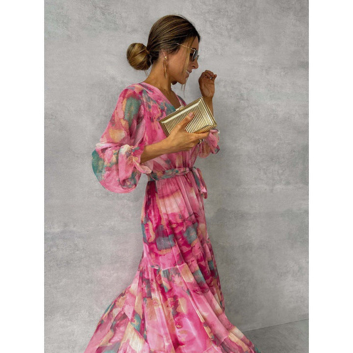 Trinity - Robe Maxi Boho Plissée avec Col en V