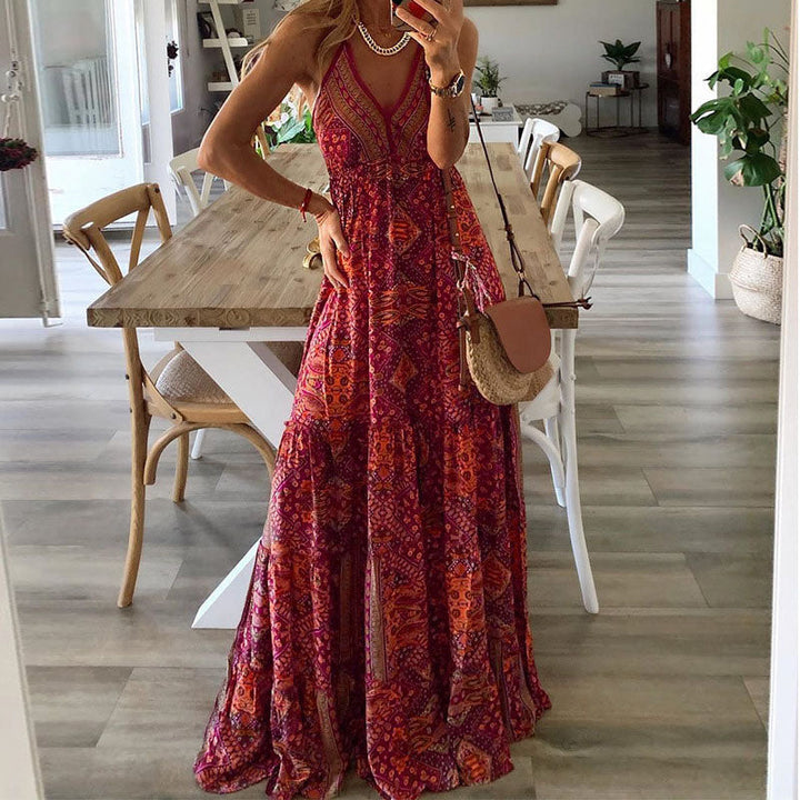Wren - Robe Maxi Boho à Décolleté V et Bretelles Spaghetti