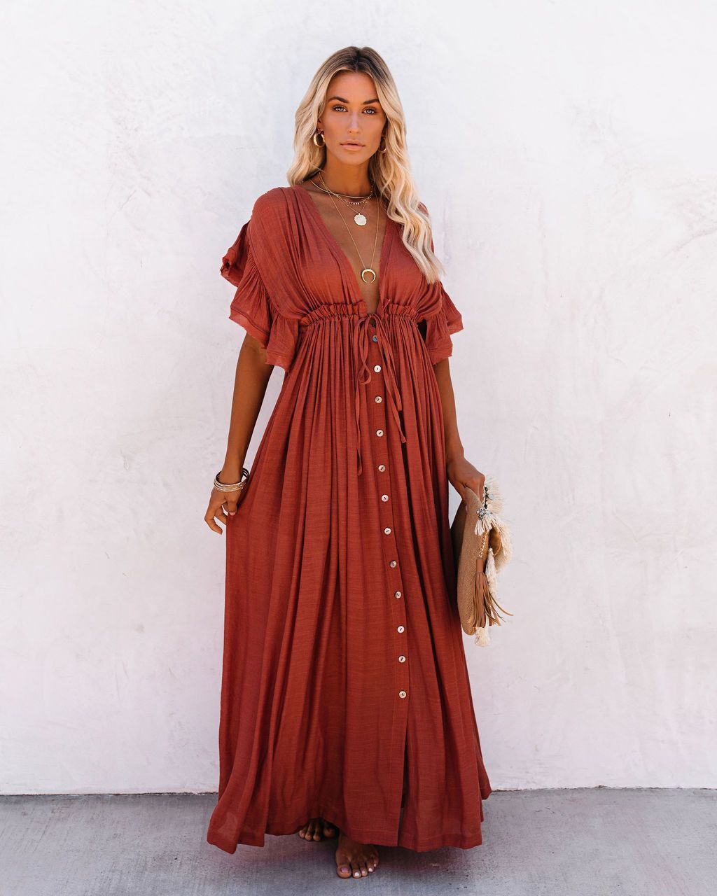 Audra - Kimono de Plage Boho avec Col en V