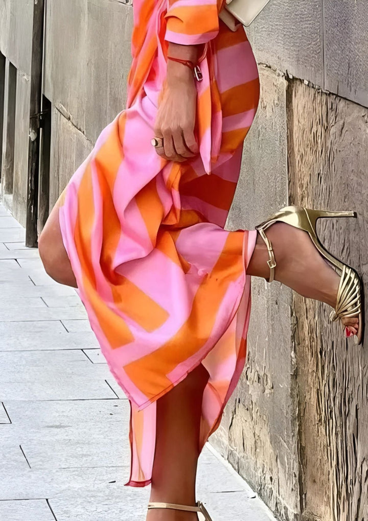 Olivia – Robe Chemise Ajustée à la Taille avec Imprimé