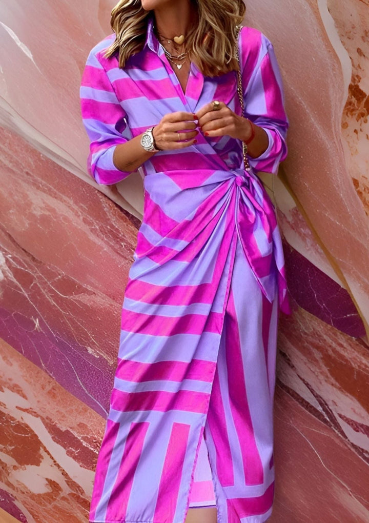 Olivia – Robe Chemise Ajustée à la Taille avec Imprimé
